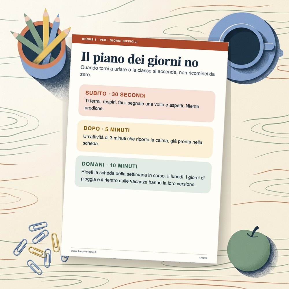 Anteprima illustrativa del piano dei giorni no
