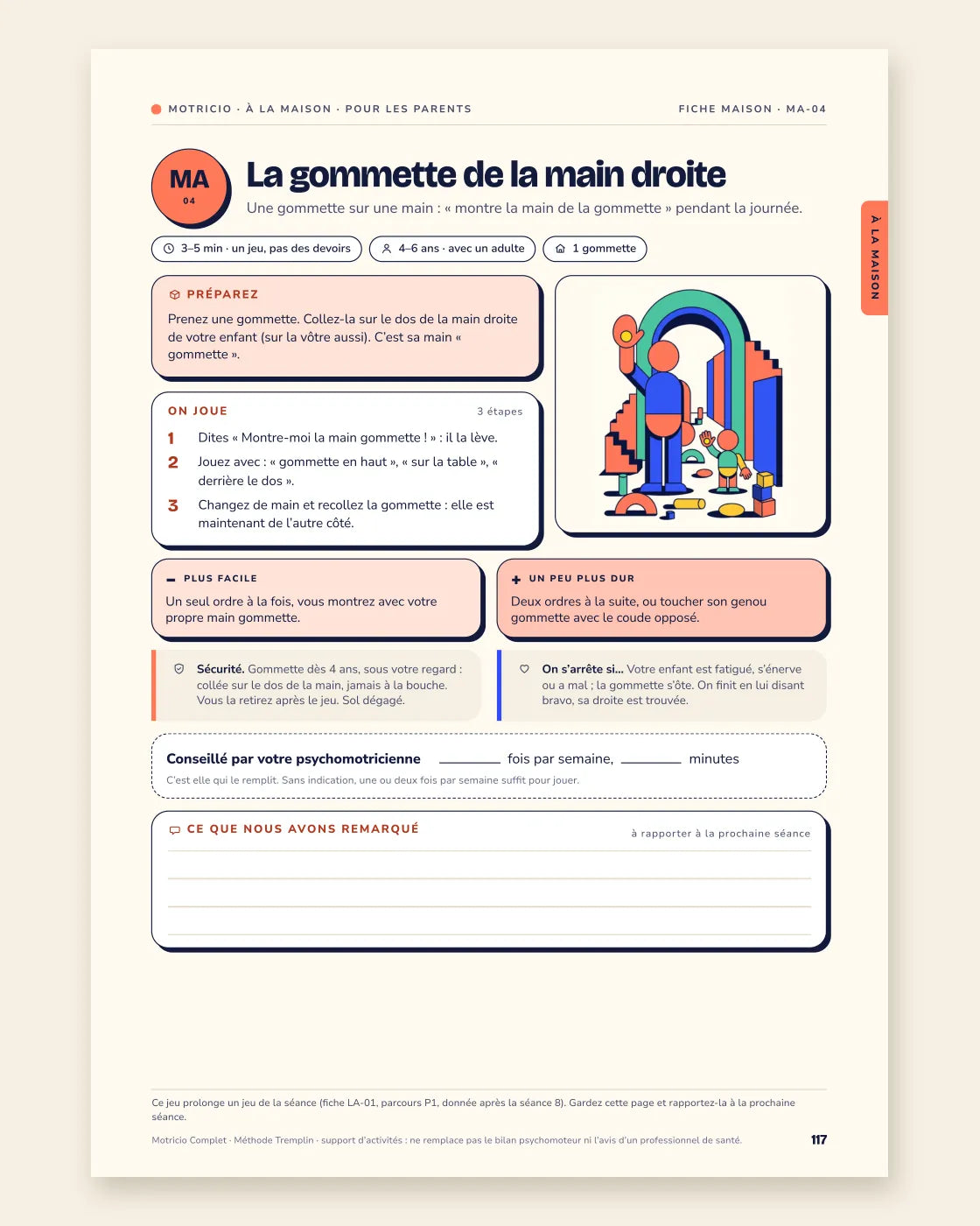 Fiche parents MA-04 « La gommette de la main droite »