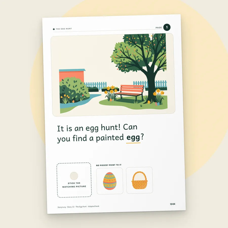 A book page from The Egg Hunt