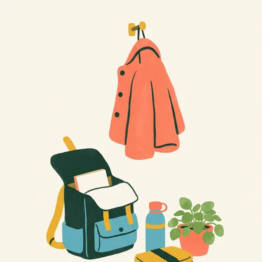 School bag, lunchbox and water bottle