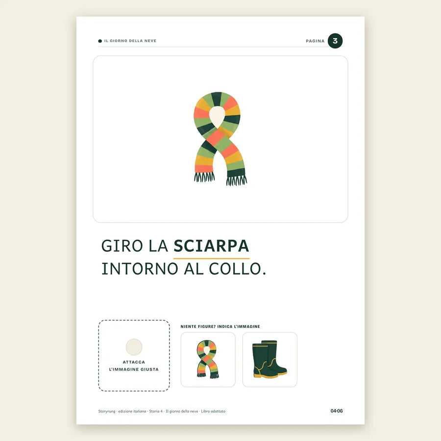 Una pagina del libro di una delle storie di esempio