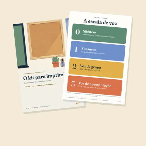 Capa do kit para imprimir e a escala de voz