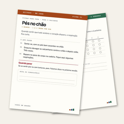Fichas para casa: ficha para o paciente e caderno de 4 semanas