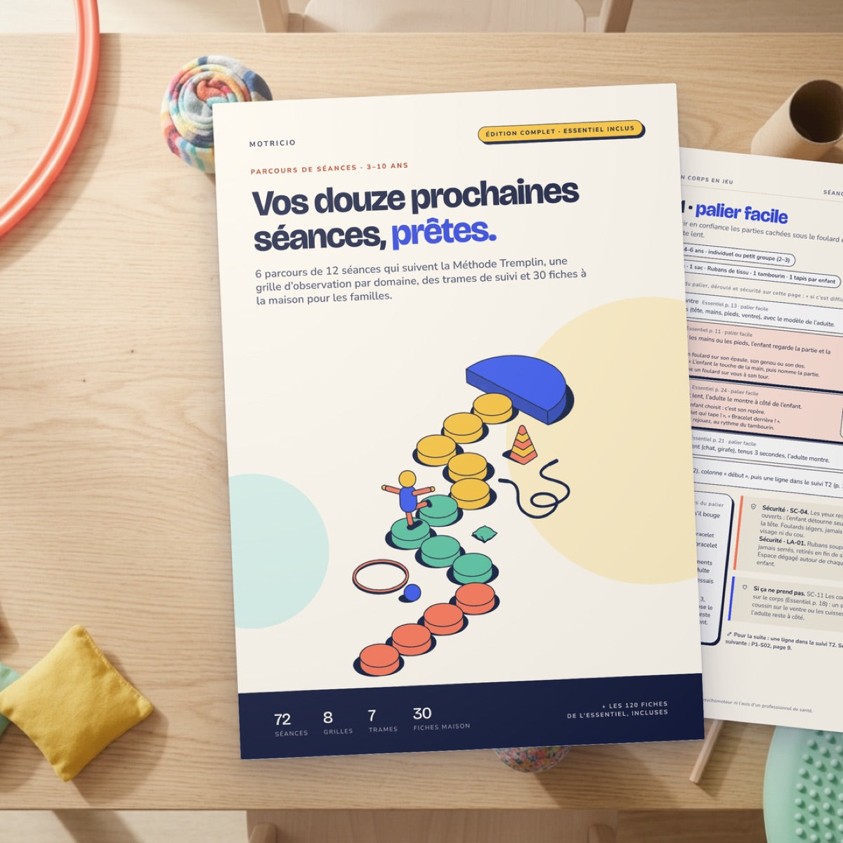 Motricio Complet imprimé sur une table de psychomotricité