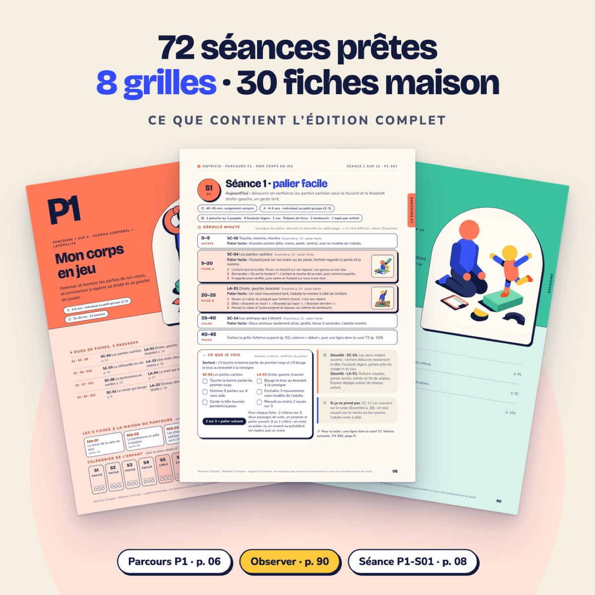 Ce que contient Motricio Complet : parcours, grilles, trames et fiches à la maison