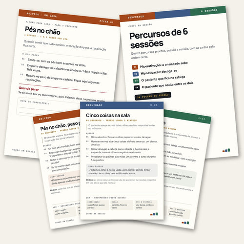 Corpo em Sessão Completo: as cartas, os Percursos de 6 sessões e as Fichas para casa