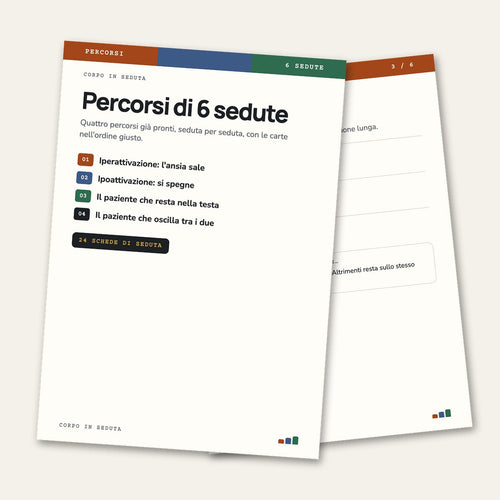 Percorsi di 6 sedute: la copertina con i 4 percorsi e la scheda della seduta 3
