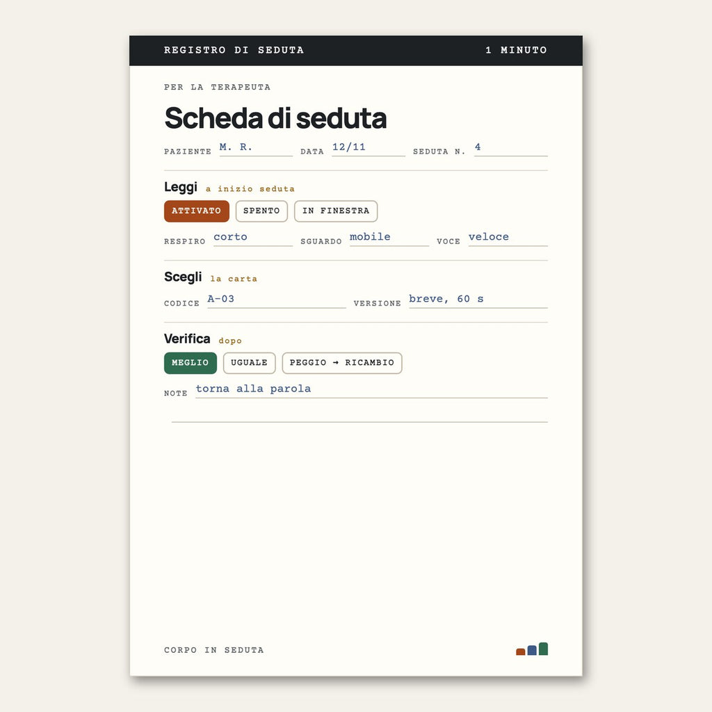 Scheda di seduta: Leggi, Scegli, Verifica in 1 minuto