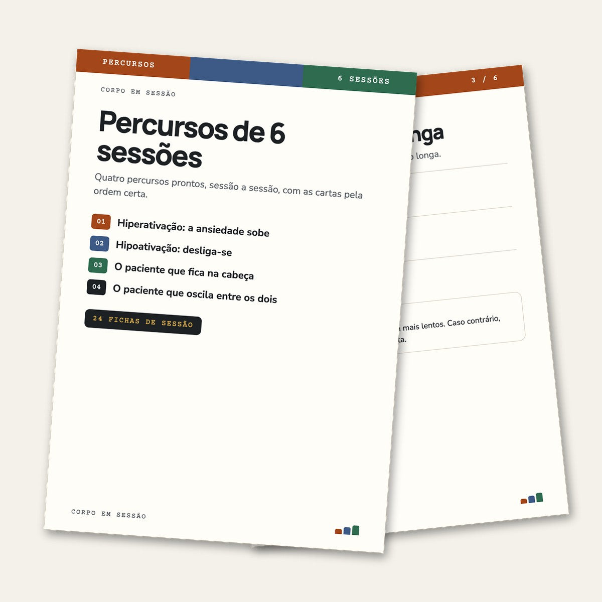 Percursos de 6 sessões: capa e sessão 3 do percurso 01