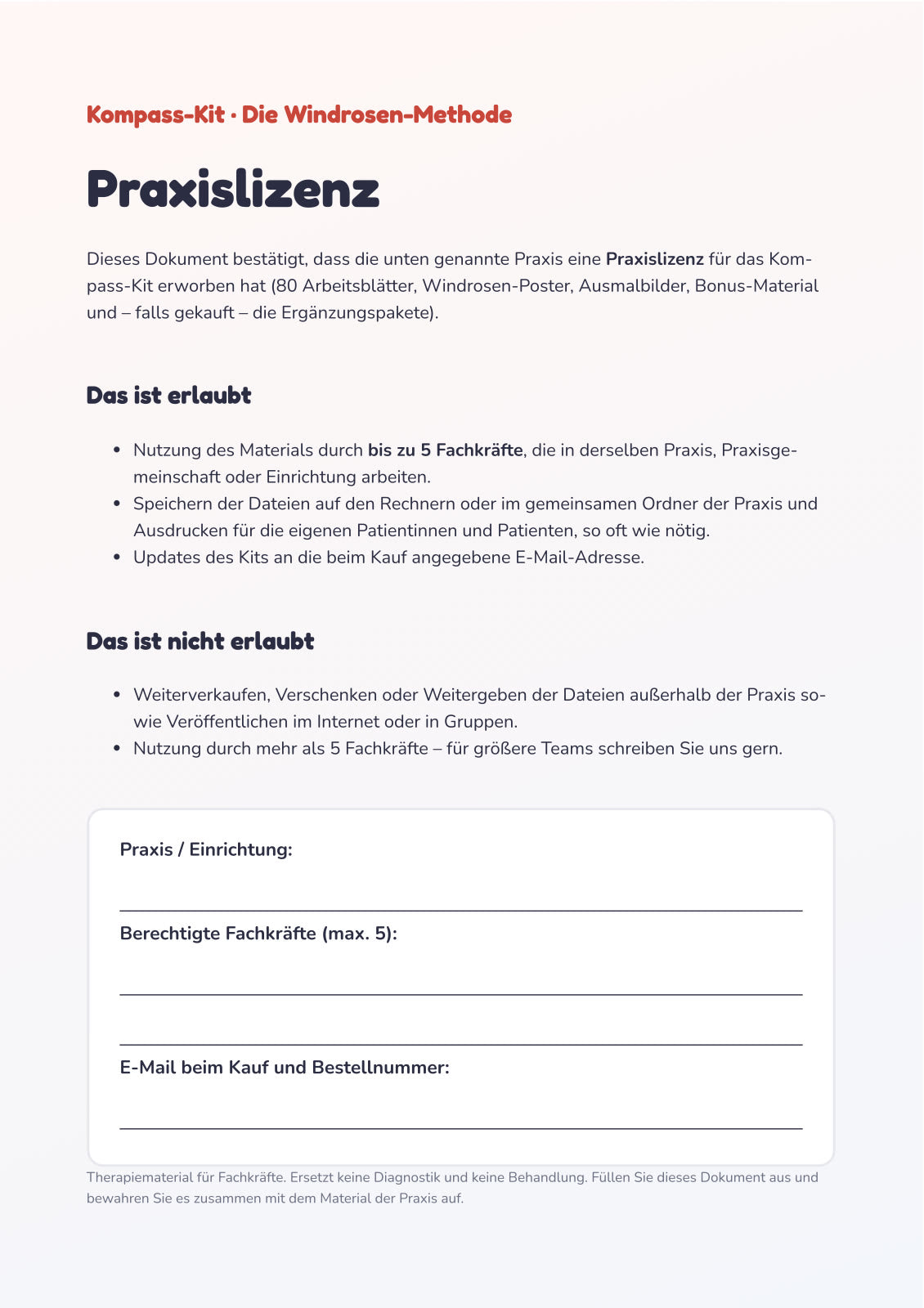 Kompass-Kit Praxislizenz für bis zu 5 Fachkräfte