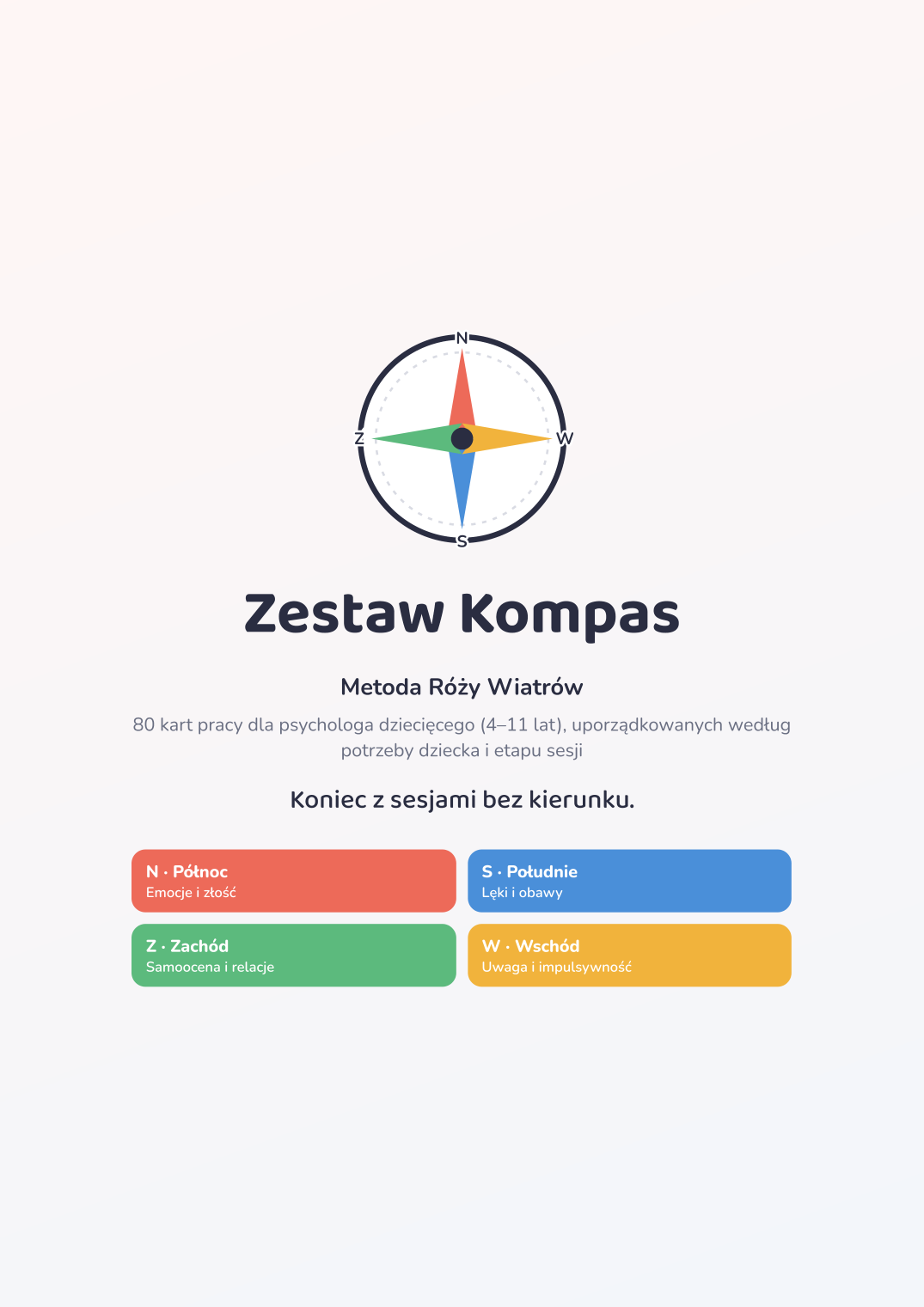 Zestaw Kompas – okładka: 80 kart pracy dla psychologa dziecięcego