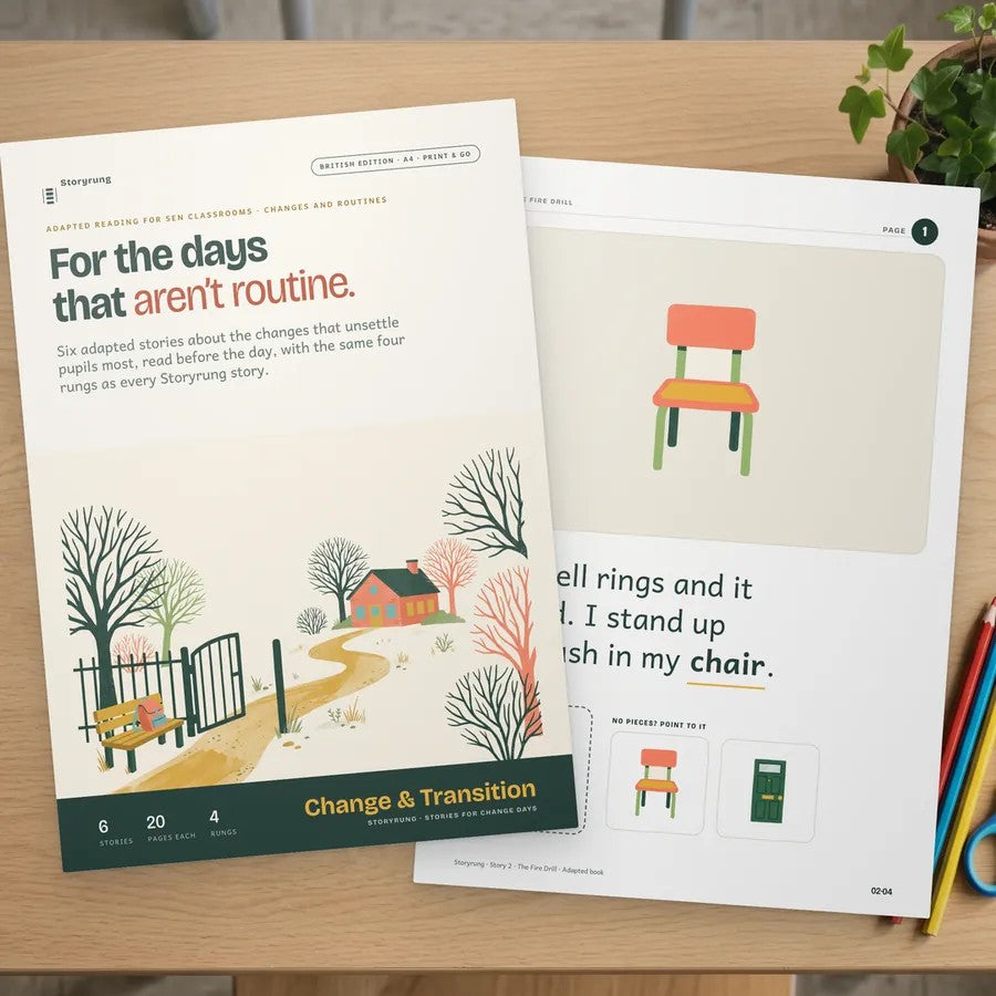 Change & Transition Stories on a desk