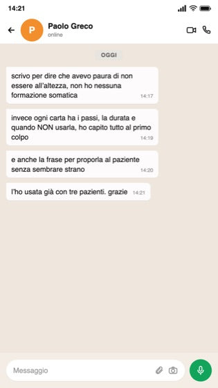 Chat WhatsApp: nessuna formazione somatica, le carte bastano