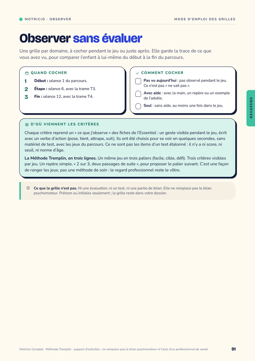 Complet : mode d'emploi des grilles d'observation