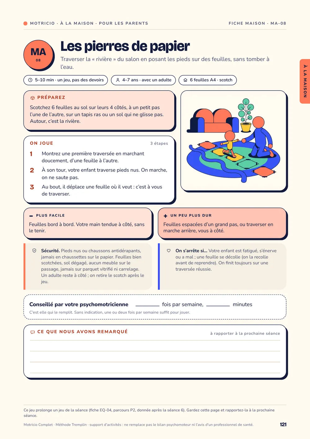 Complet : fiche à la maison MA-08 pour les parents