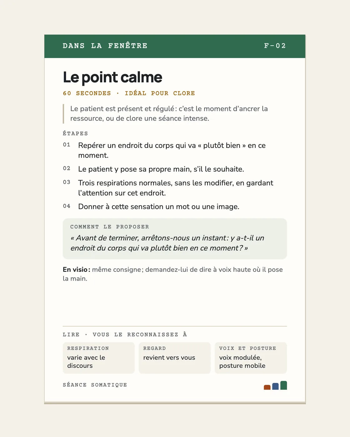 Carte F-02 Dans la fenêtre « Le point calme »