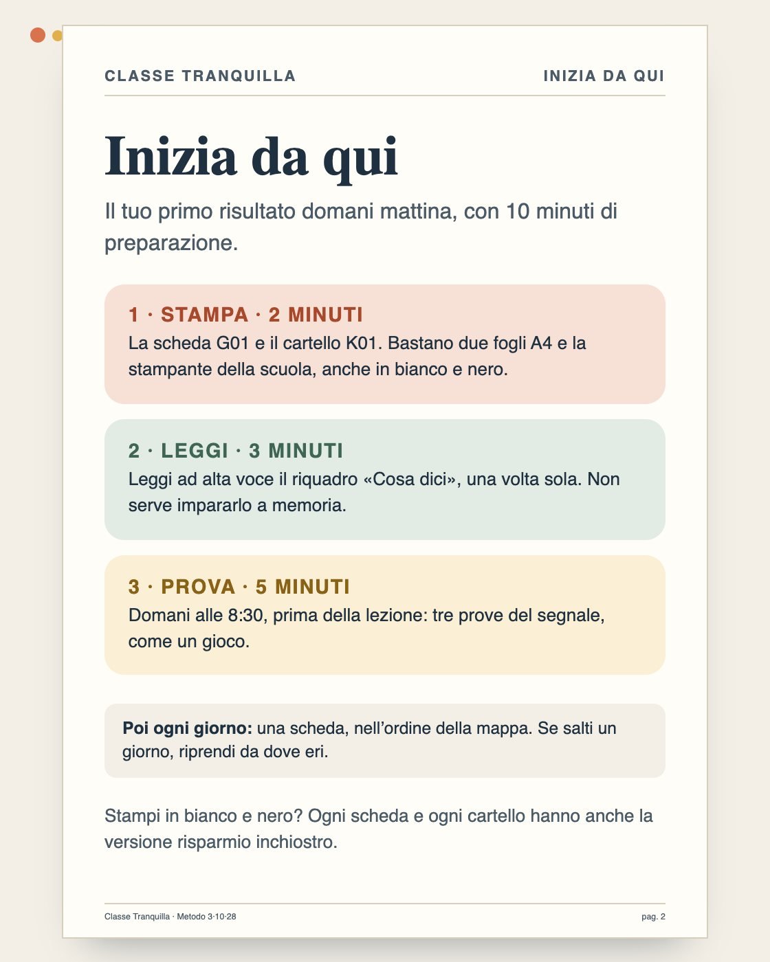 Pagina Inizia da qui con 3 passi