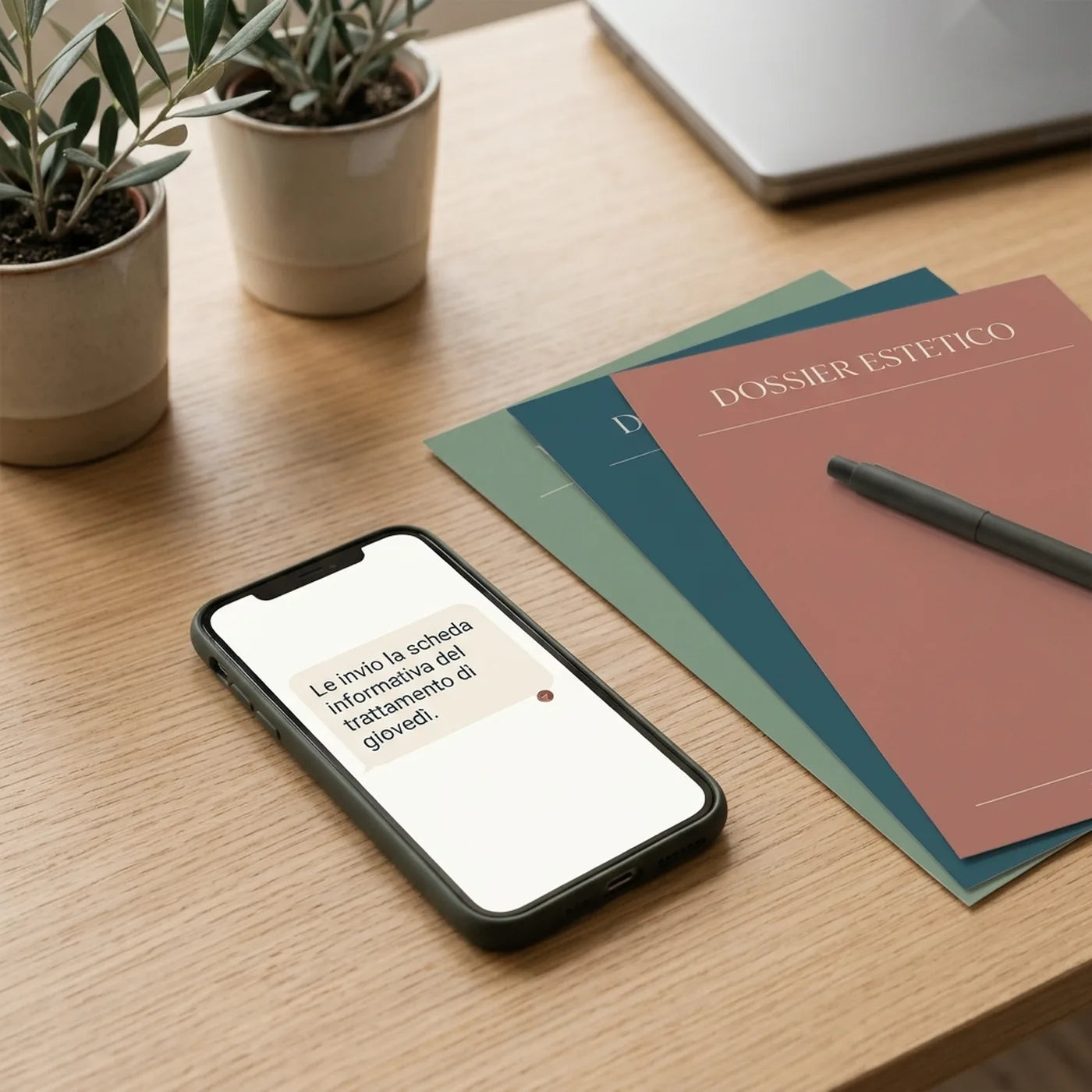 Telefono con un messaggio pronto per inviare la scheda informativa (immagine illustrativa)