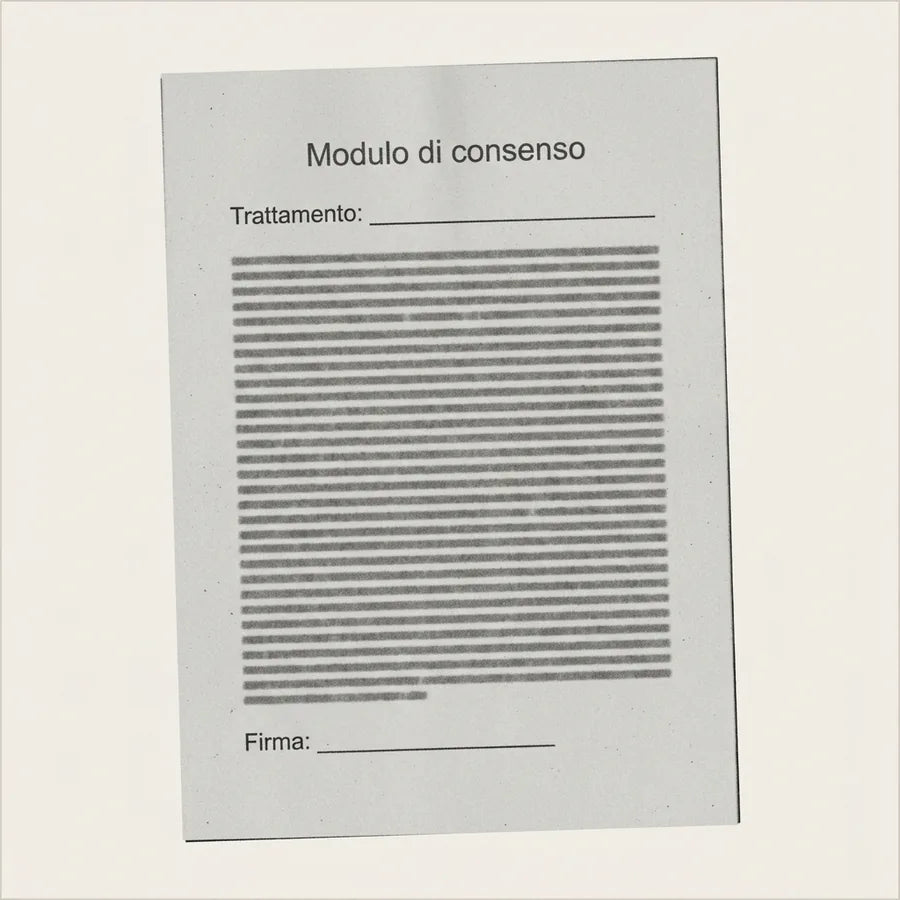 Modulo di consenso generico fotocopiato, uguale per ogni trattamento (immagine illustrativa)