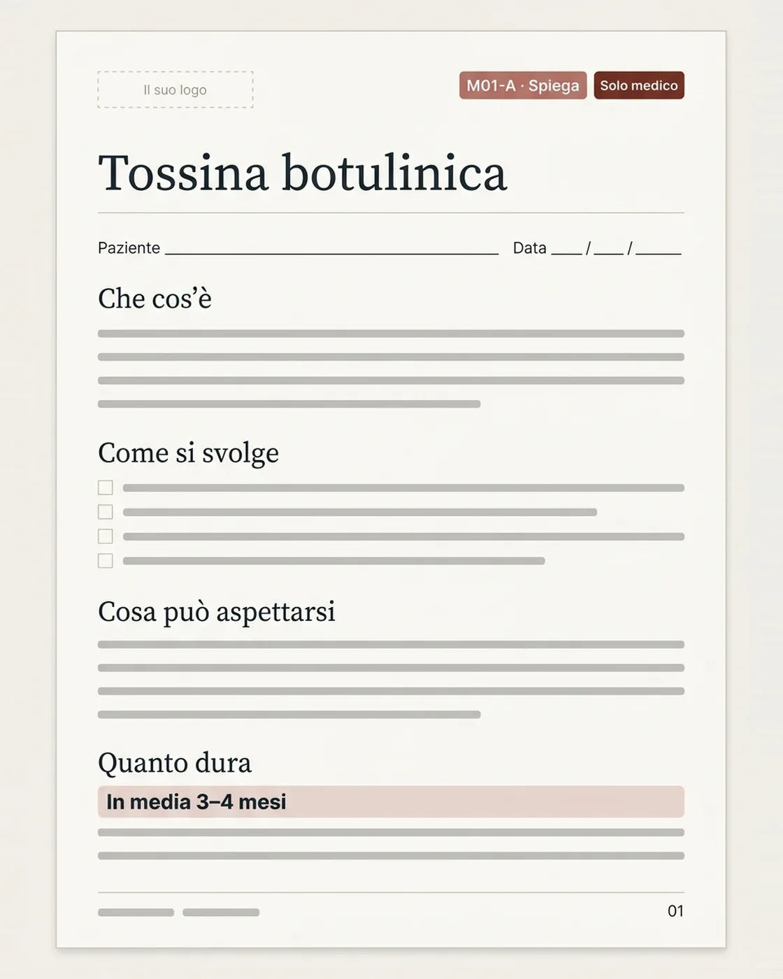 Foglio A Spiega: scheda informativa della tossina botulinica (anteprima illustrativa)
