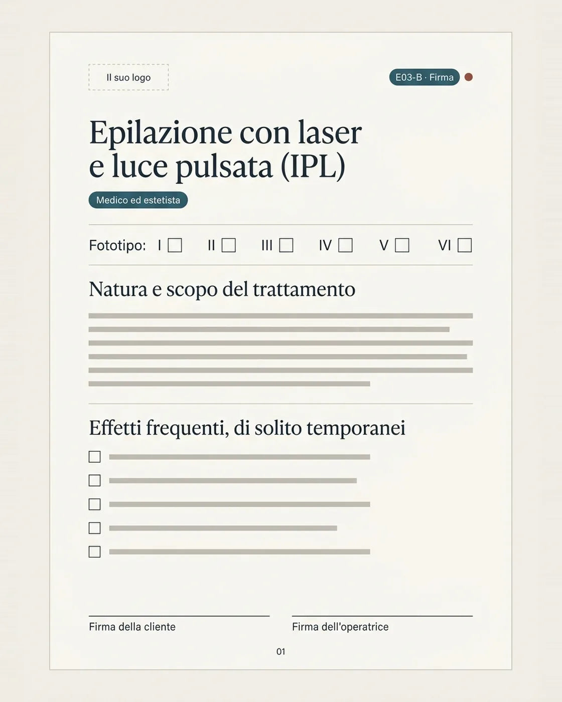 Consenso per epilazione laser e luce pulsata, Medico ed estetista (anteprima illustrativa)