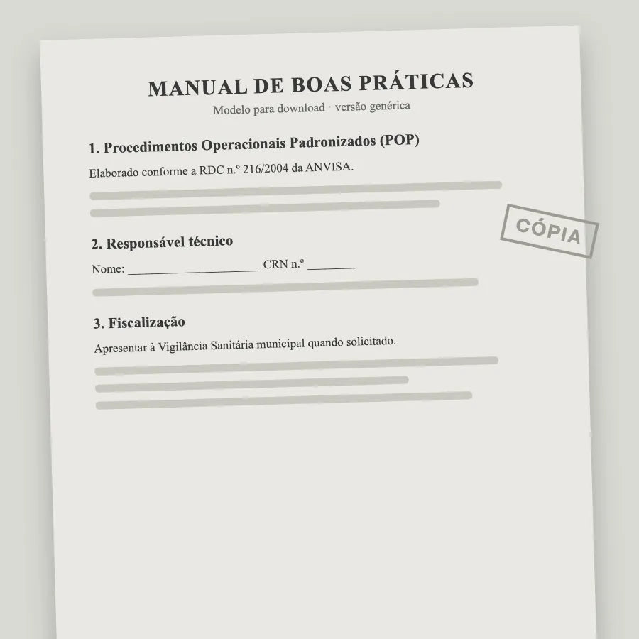 Modelo genérico de manual fotocopiado, com termos do Brasil (imagem ilustrativa)