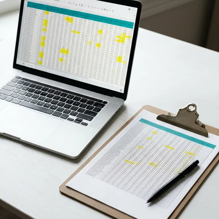 Registo de temperaturas em Excel e impresso numa prancheta (imagem ilustrativa)