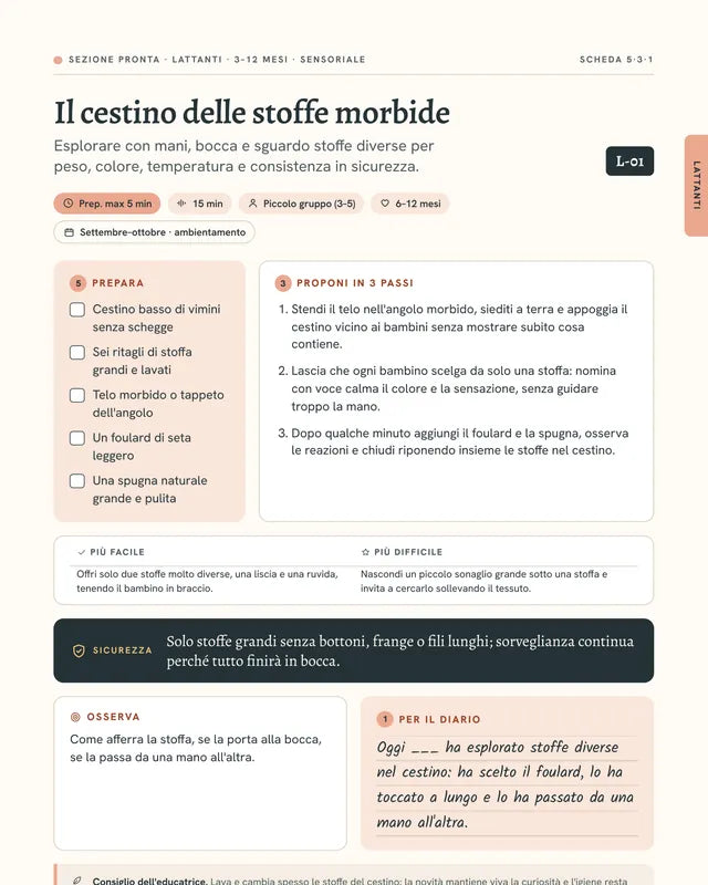 Scheda L-01 Il cestino delle stoffe morbide