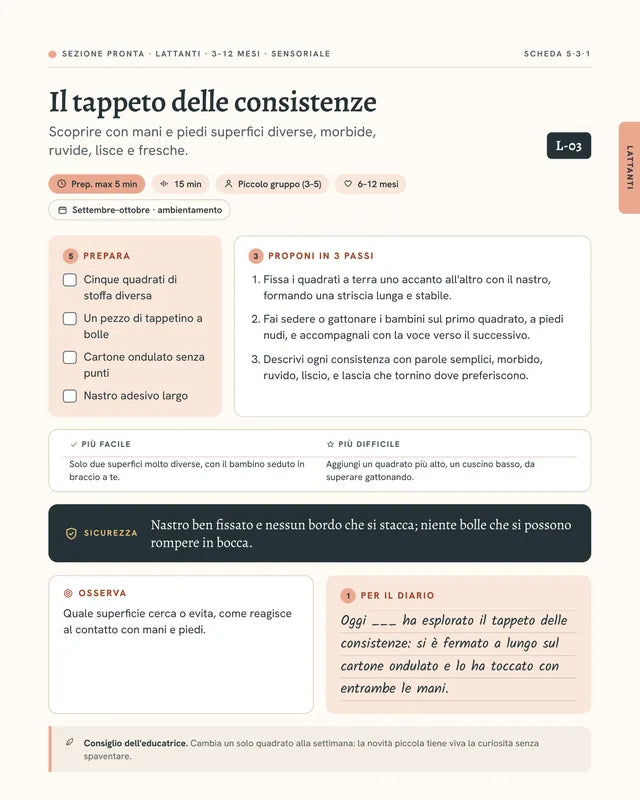 Scheda L-03 Il tappeto delle consistenze