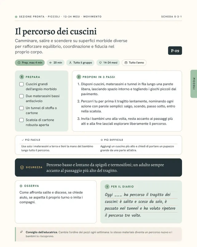 Scheda P-09 Il percorso dei cuscini