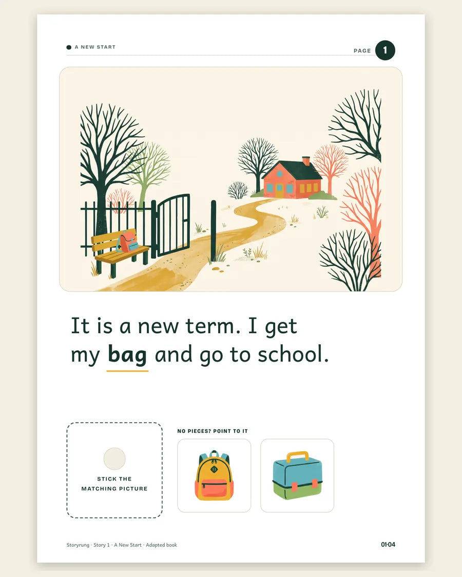A New Start, book page 1, with its parts numbered