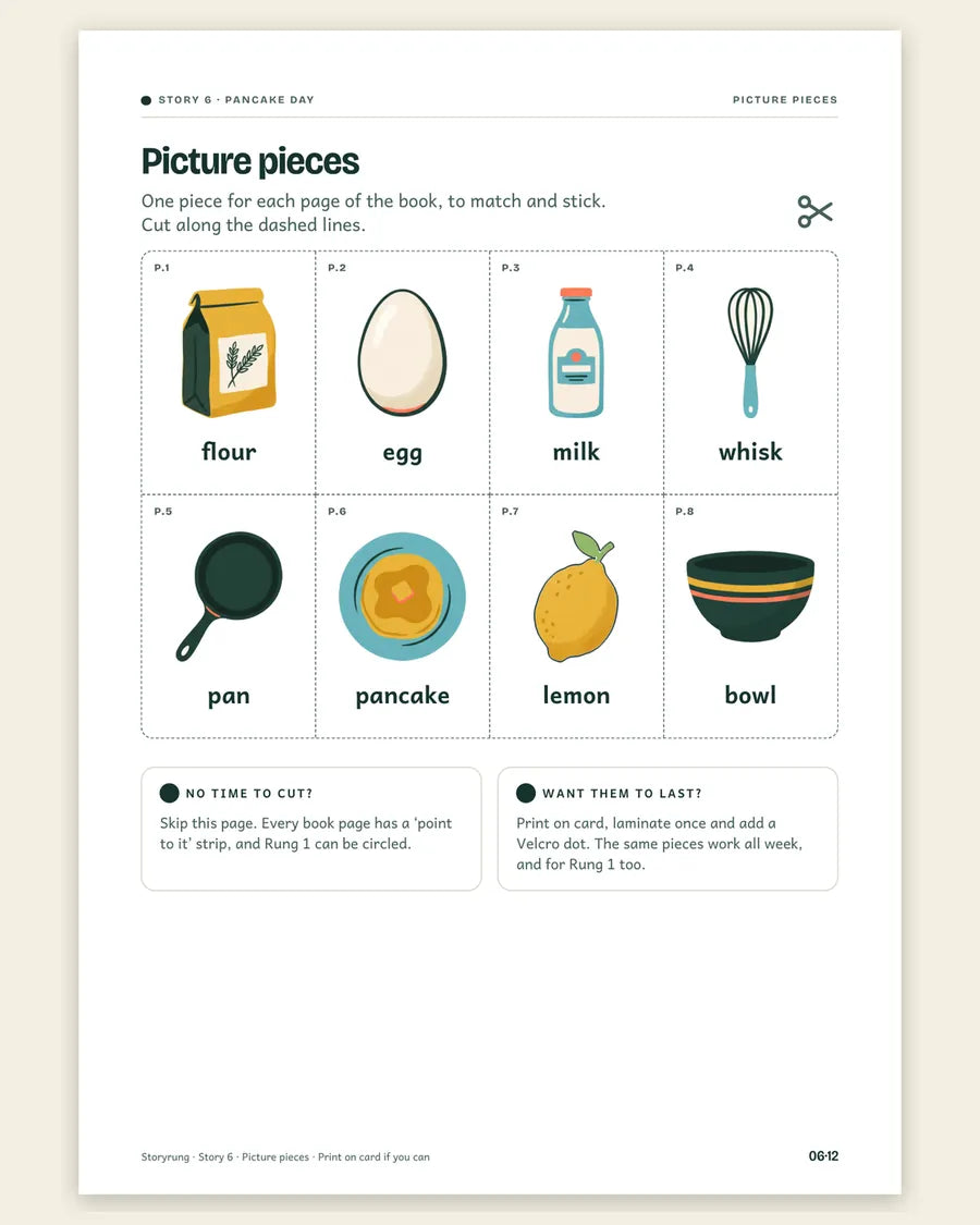 Eight picture pieces to cut out