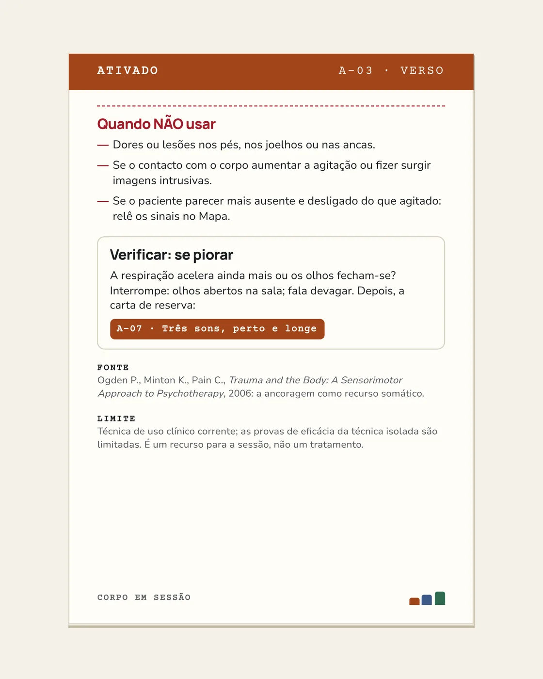 Verso da carta A-03 com as secções numeradas