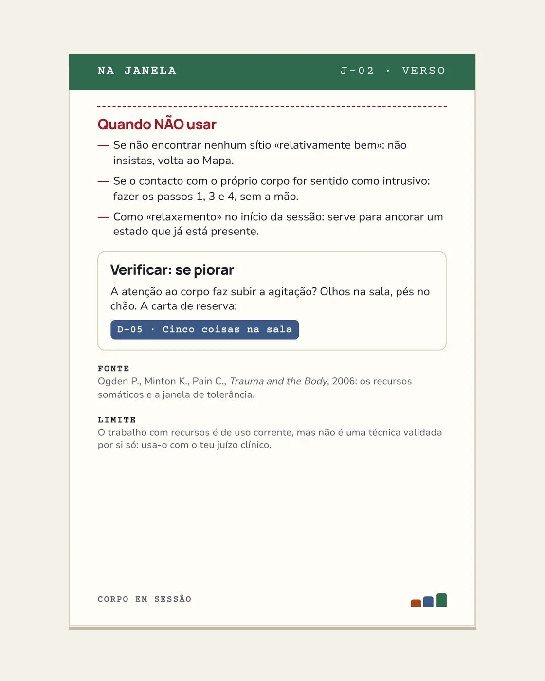 Verso da carta J-02: quando NÃO usar, fonte e limite