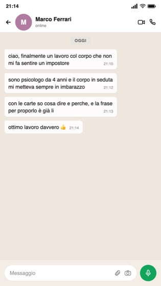Chat WhatsApp: uno psicologo si sente competente nel lavoro con il corpo