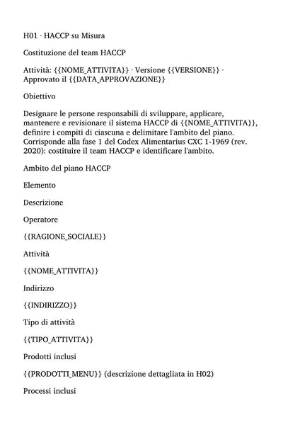 Composizione del gruppo HACCP