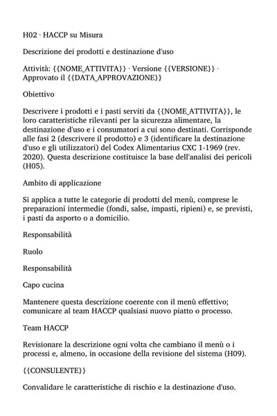 Descrizione dei prodotti e uso previsto