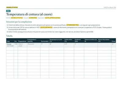 Registrazione della temperatura di cottura