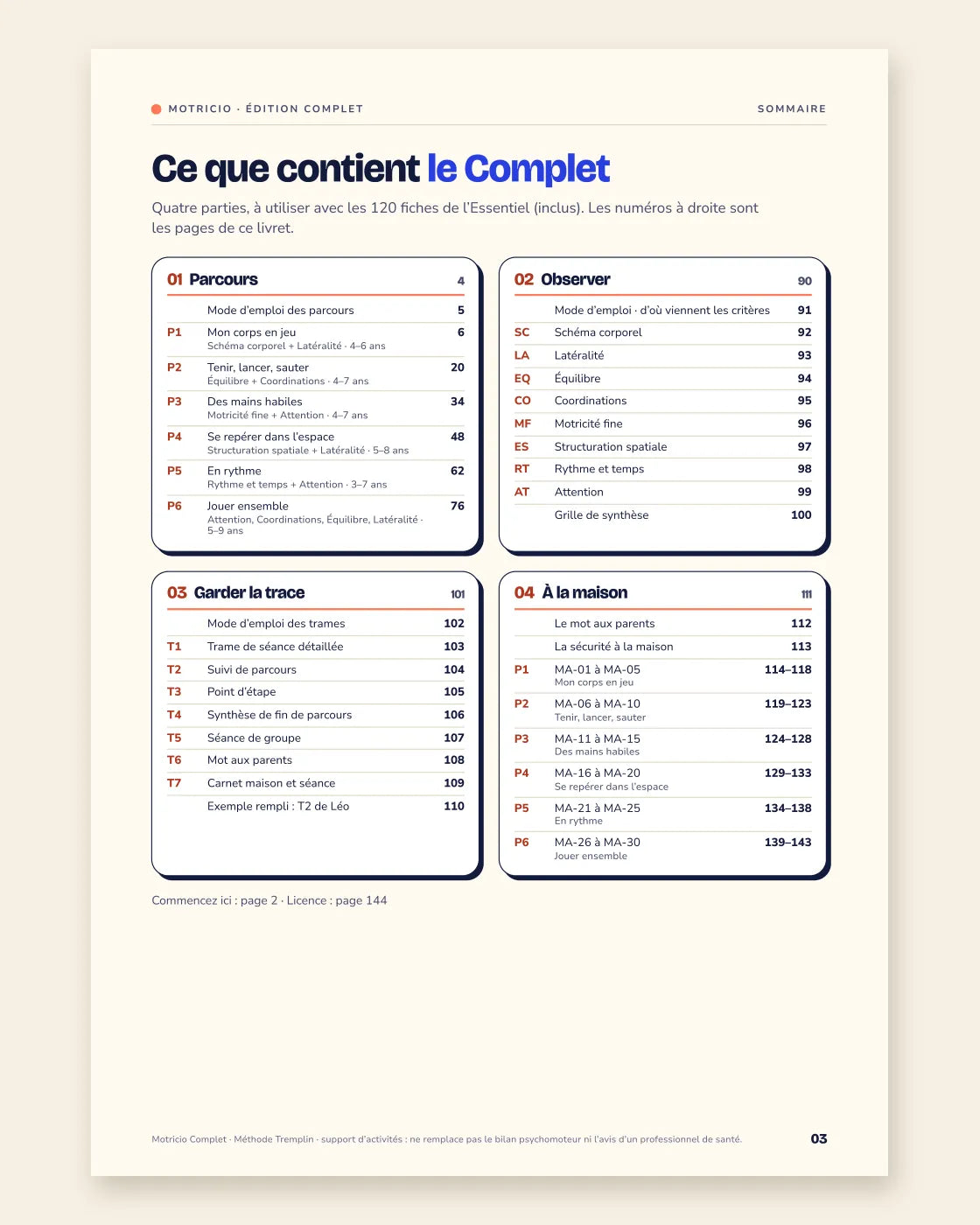 Sommaire de l'édition Complet