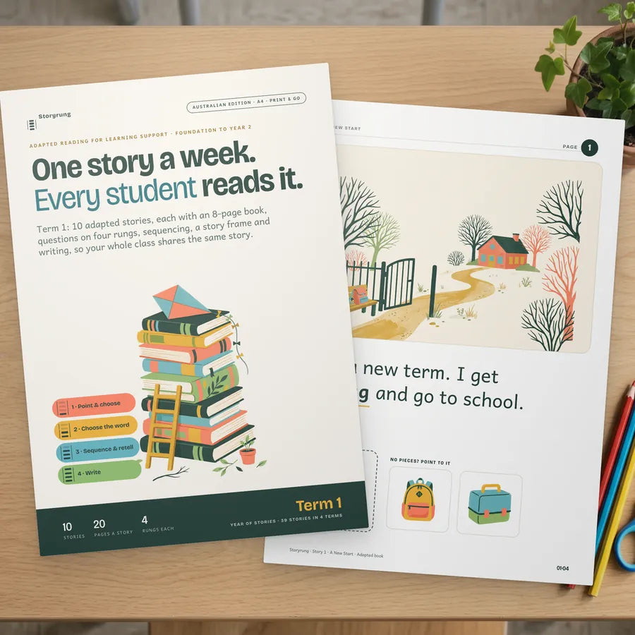 The Australian edition Term 1 book on a desk