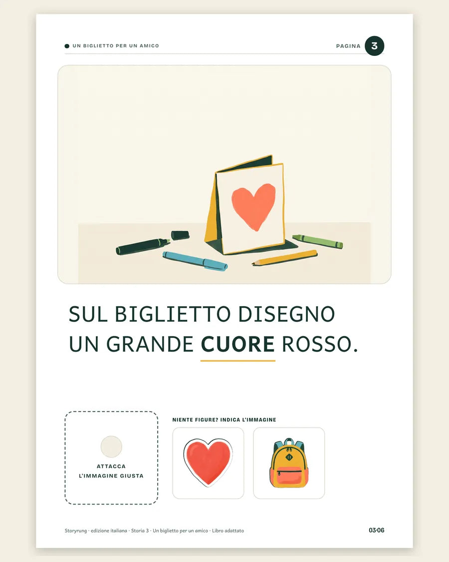 Un biglietto per un amico, pagina del libro