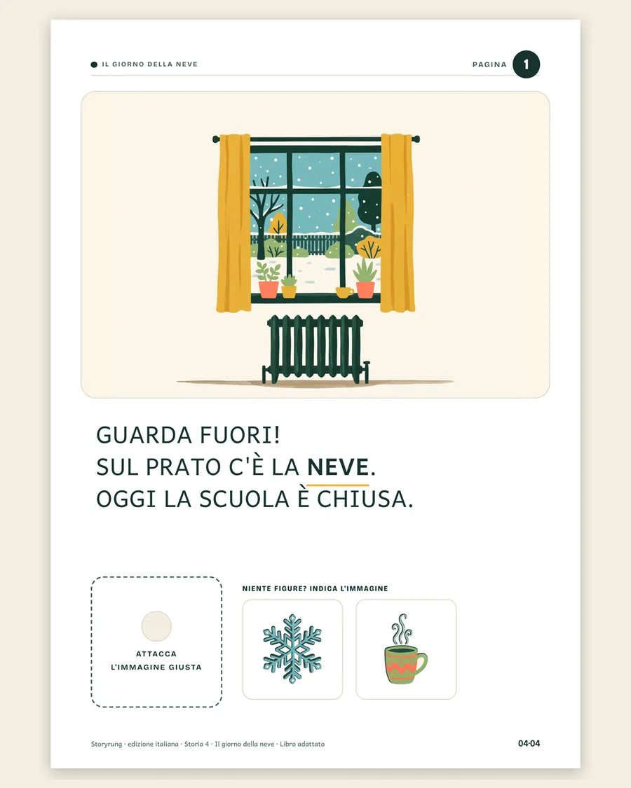 Il giorno della neve, pagina del libro