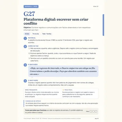 Ficha G27: registos com factos e tom respeitoso