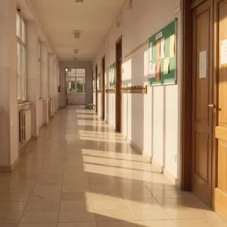 Corredor da escola vazio no fim do dia