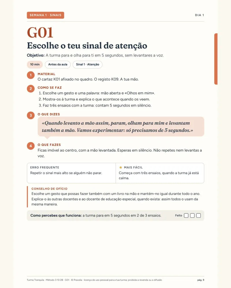 Ficha G01: escolher o sinal de atenção