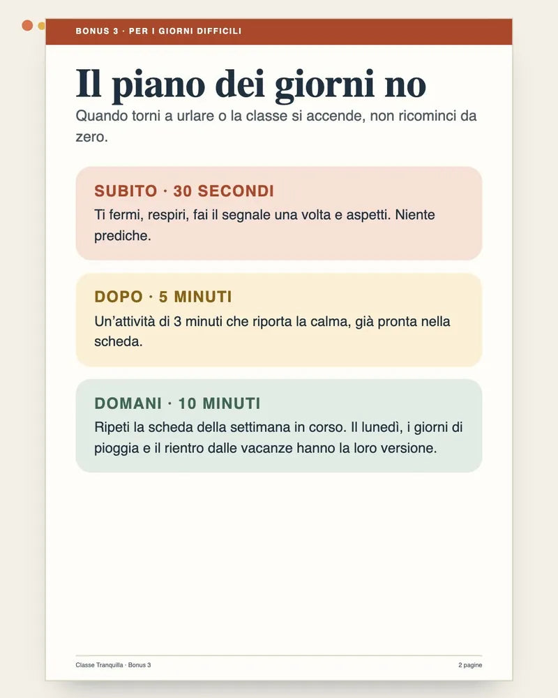 Il piano dei giorni no in tre tempi