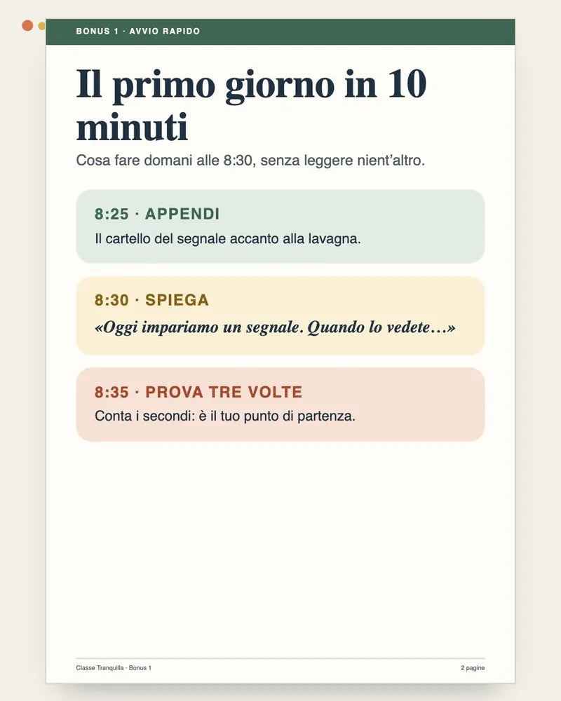 Anteprima illustrativa del bonus Avvio rapido: il primo giorno in 10 minuti