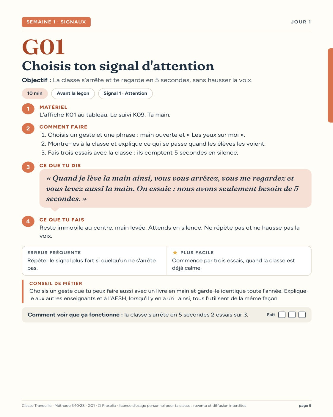 Fiche G01 complète