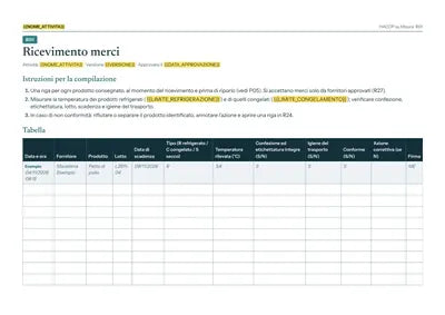 Registrazione del ricevimento merci