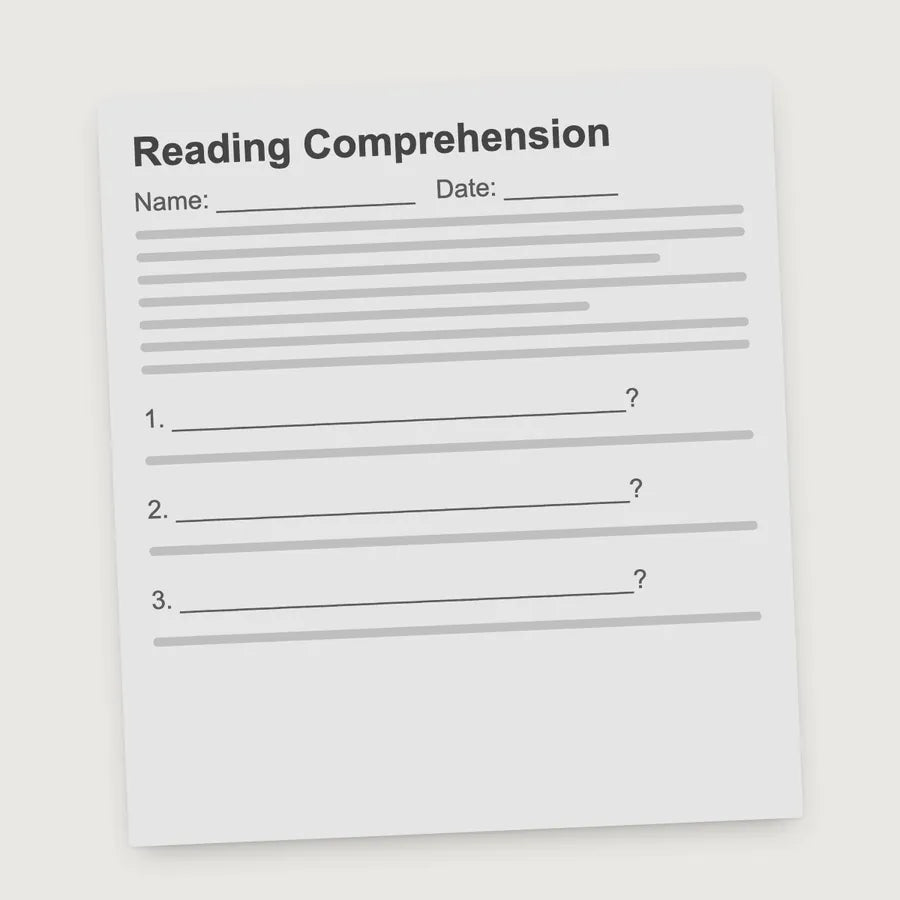 A generic photocopied reading comprehension worksheet